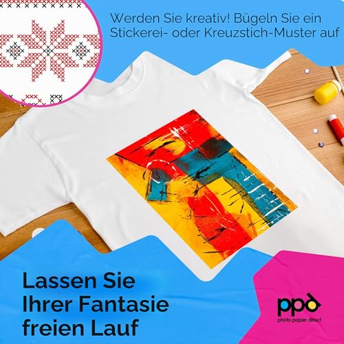 PPD 10 x A4 Inkjet Premium Transferpapier für helles Textil, Bügeleisen und Transferpresse PPD-1-10