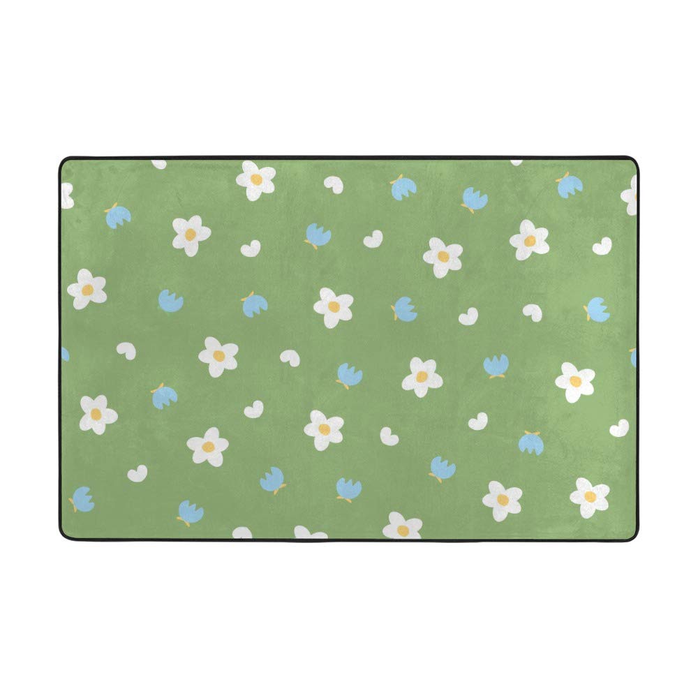 Tapis fleurs vertes dans votre salon : confort velours corail Ruchen