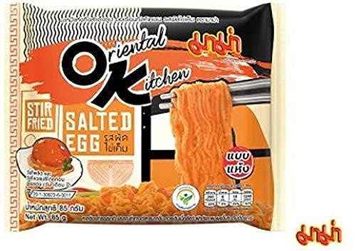 4 Packages Instant Noodles Oriental Kitchen (Mama Ok) Stir Fried Salted Egg Flavour / Product Of Thailand