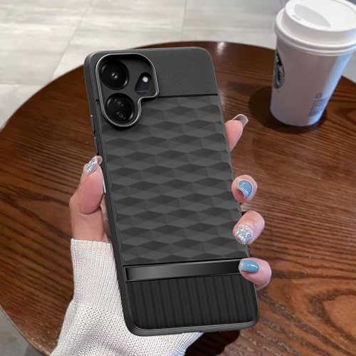 Image of Pikkme Back Cover for Redmi 13c 4G / Redmi 13c 5G / Poco C65 Camera Protection 3D Hexa Cube Design Silicone Protective Bumper Case (Black)