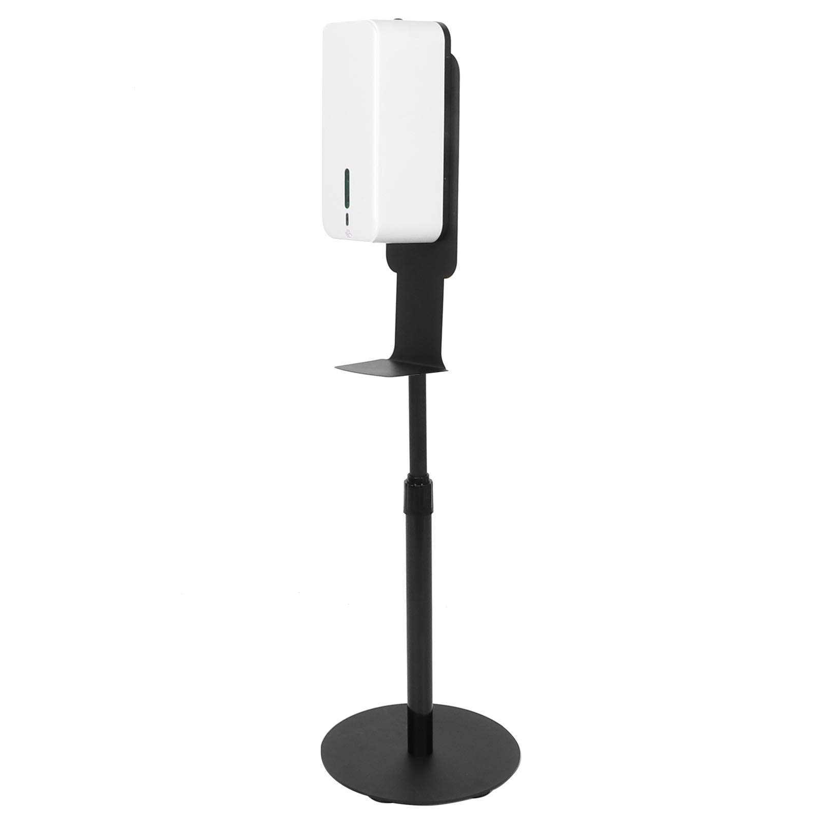 Dispensador de jabón grande de 1500 ml, sin contacto, para lugares públicos, altura ajustable, dispensador de suelo vertical negro (modelo de pulverización 9004G+108)
