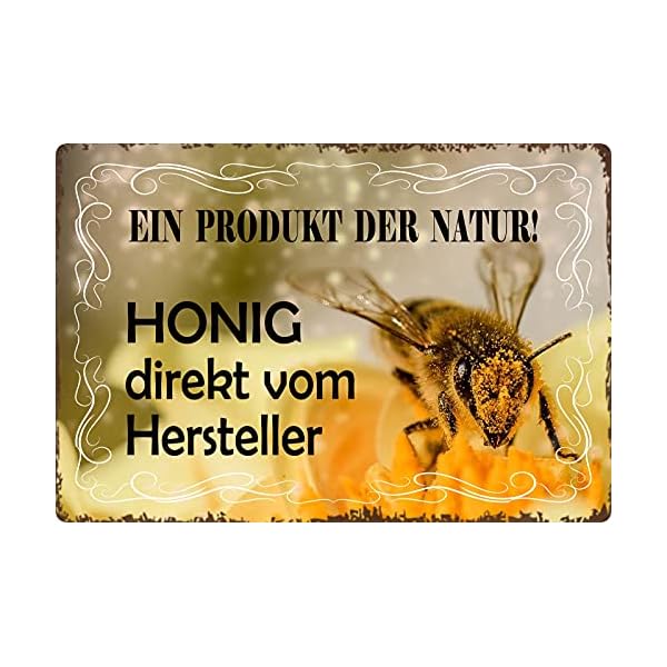 Blechschild 20x30cm gewÃ¶lbt Honig direkt vom Hersteller Imker Bienen Deko Geschenk Schild