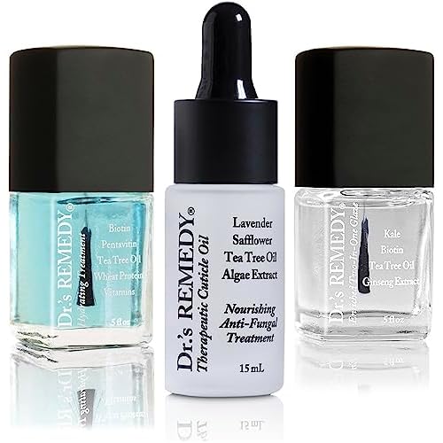 Dr’s Remedy 3 Pack Nail Polish Treatment Kit, RESTORATIVE Remedy Trio, Non Toxic and Organic All Natural Enriched Nail Strengthener – CARESS Cuticle Oil/Hydration Nail Treatment/TOTAL Two-in-One