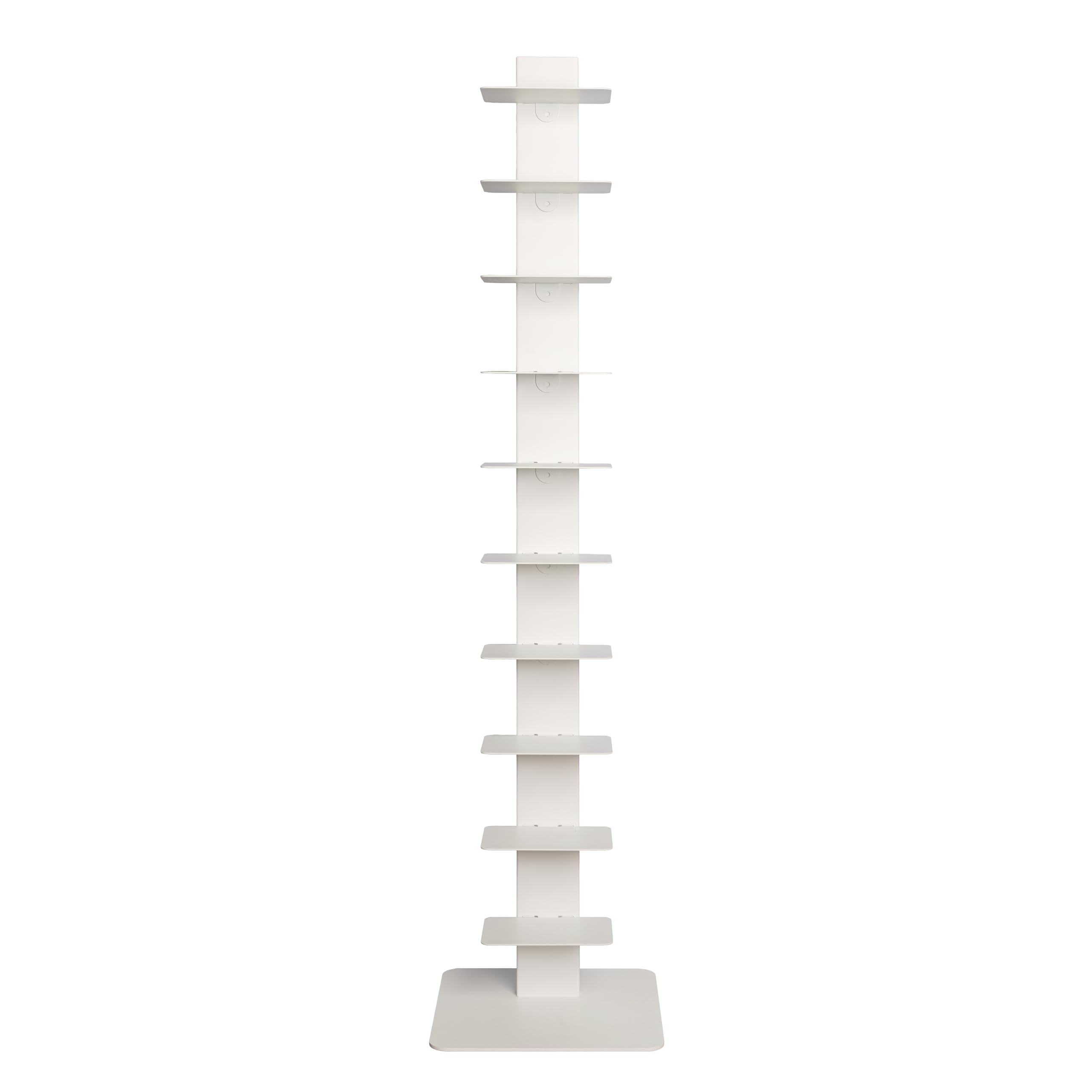 STEELNOVO | Beatrice, Libreria Verticale Salvaspazio con 10 Ripiani, Altezza 150 cm, Libreria a Colonna in Acciaio Verniciato Moderna, Scaffale da Terra Colore Bianco, Soggiorno, Studio, Made In Italy