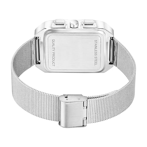 Image of Shocknshop Analog Square Dial Mesh Stainless Steel Strap Watch for Men and Boys -WCH186