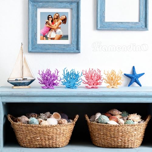 Image of Framendino, 4 Pack Artificial Aquarium Coral Decor Plastic Faux Reef Decorative Cute Fish Tank Decorations