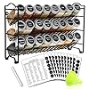 SWOMMOLY Spice Rack Organizer with 24 Empty Square Spice Jars, 396 Spice Labels with Chalk Marker and Funnel Complete Set, for Countertop, Cabinet or Wall Mount, Black