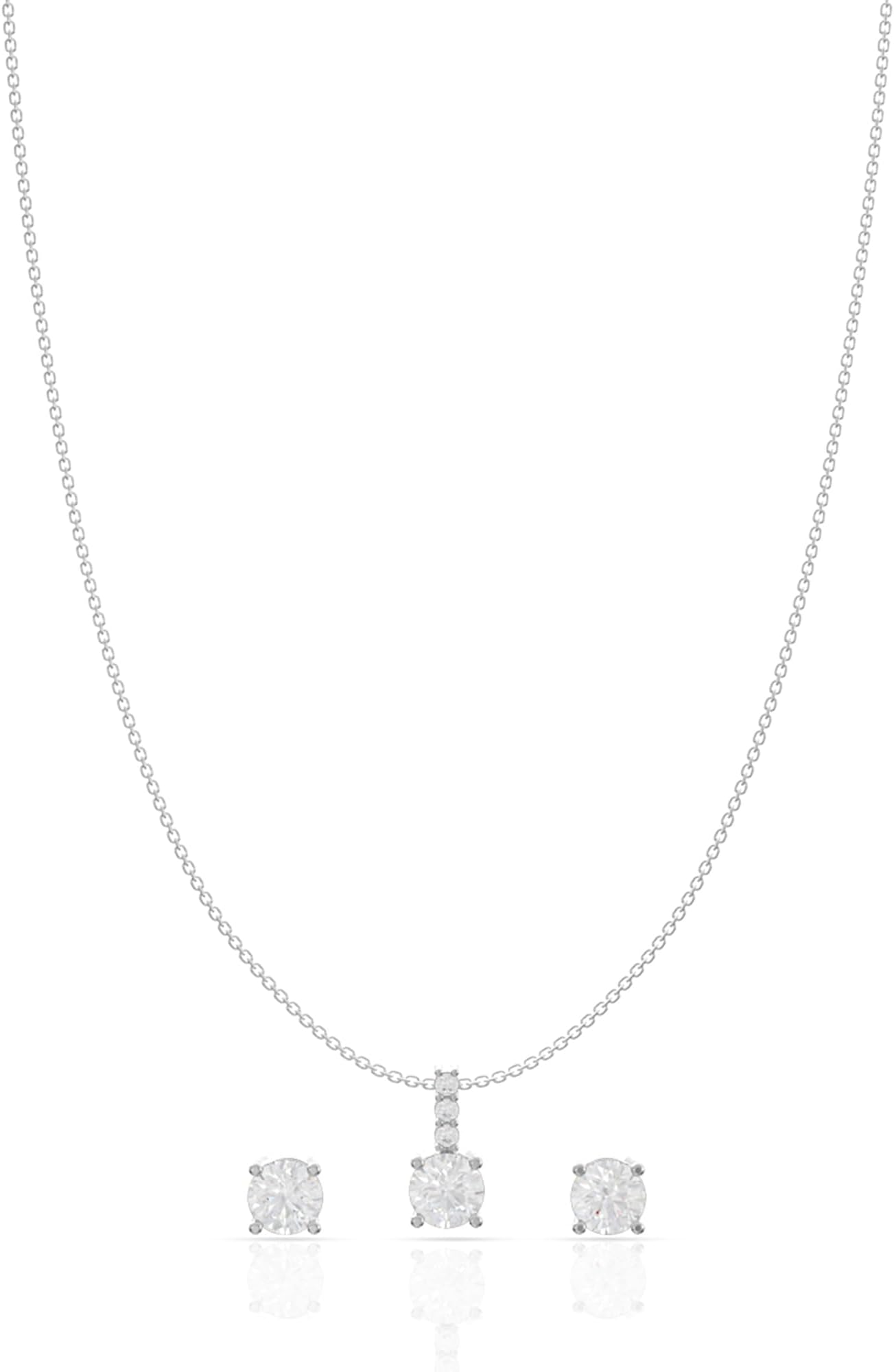 925 Sterling Silver Pendant Set for Women | Cubic Zirconia Necklace with Matching Earrings | Round, Star, Infinity Drop Design | Fashion Jewellery Gift for Girls, Wife, Girlfriend, Anniversary, Birthday, Valentine’s Day