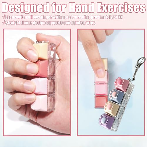 Image of Keyboard Fidget Toy, Four Key Mechanical Style Keychain with Snake Chain, Stress Relief Gadget for Office Workers and Students, Portable Anxiety Relief Tool for Commuting and Gaming