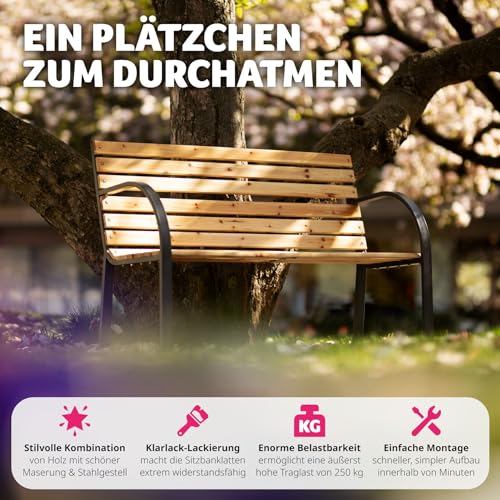 Gartenbank aus Holz tectake 2-Sitzer wetterfest für Garten und Balkon