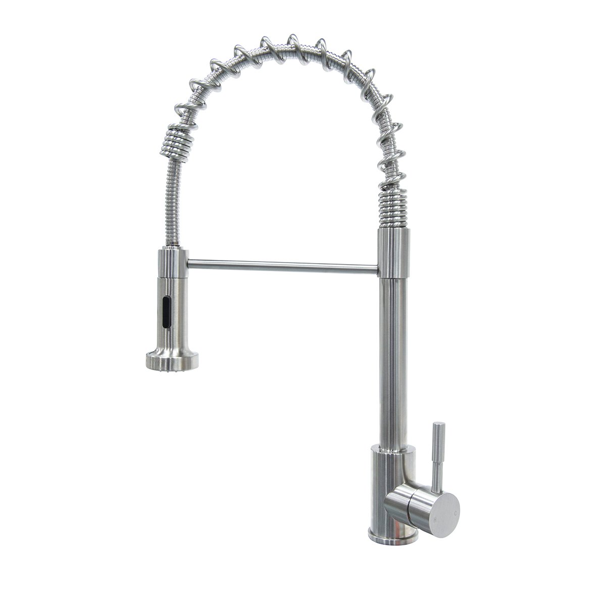 Lippert Flow Max Coiled Pull Down Kitchen Faucet for RVs and Residential - High-Arc Spout with Multi-Flow Spray, Single Handle Control, and Easy Install - Durable Stainless Steel Construction