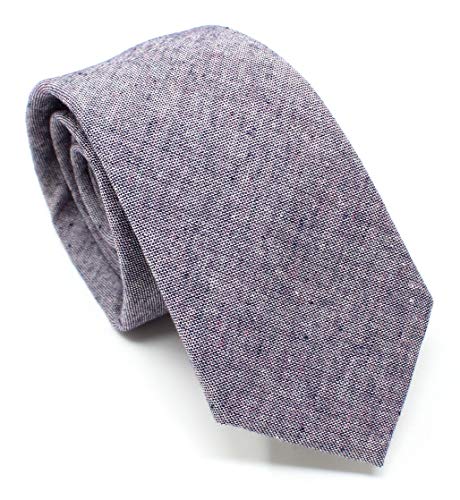 Image of Men's Chambray Cotton Skinny Necktie Tie Textured Distressed Style - 2.5 inch Width