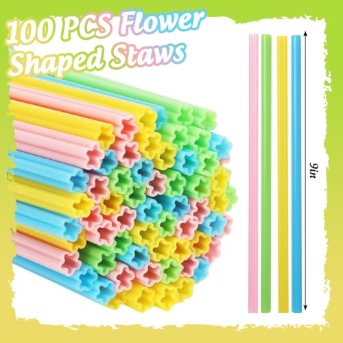 Pitillos Plásticos Florales Coloridos 100 Pcs miniatura 3