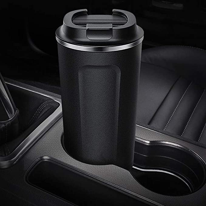 Image of Vacuum Insulated Stainless Steel Coffee Mug Tumbler - 510ml Travel Thermos Sipper Cup, Double Wall Hot & Cold Beverage Flask for Tea, Coffee, Office & Outdoor Use (Black)