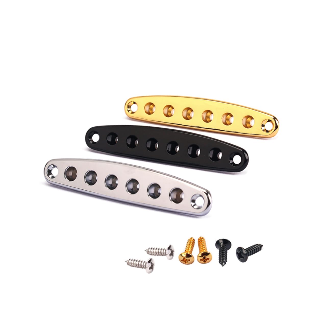 HEMOTON Guitar Ferrules Set 3pcs String Ferrules for Bass Guitar Diy Replacement Parts Electroplating