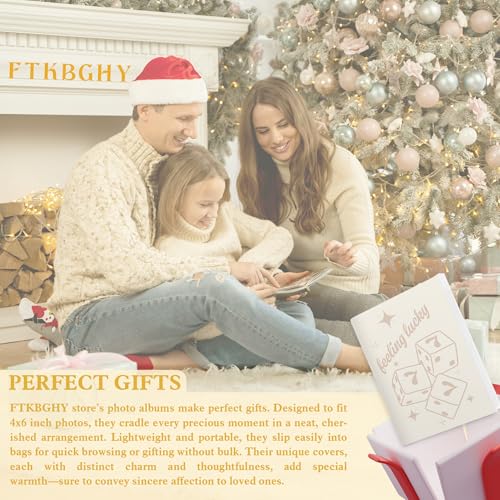 Image of Trendy Feeling Lucky 7 Dice Photo Album 4x6, Preppy Girly 18 Pockets Small Picture Memory Book Photo Album Keepsake for Graduation Wedding Anniversary Travel Vacation