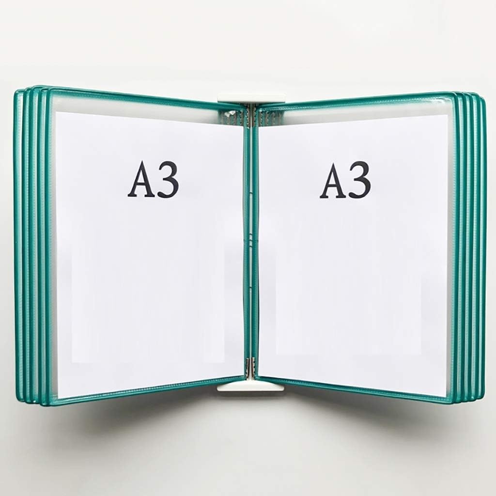 VoOqoWall Organizer Board, A3 Poster Flip Book Display, Wall-Mounted Loose-Leaf Transparent Page Display Stand (PVC+Metal) 45x33x10CM (Color: N, M, D)
