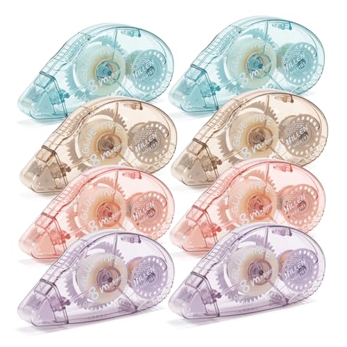 image for HUIRUSO 8 Pack Double Sided Tape Roller, Scrapbook Supplies, Glue Tape