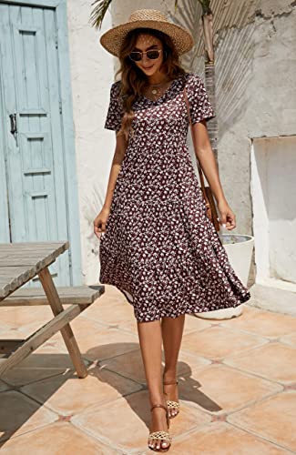 Image of Berydress Women's Casual Summer Tiered Midi Dress 2026 V Neck Boho Sundress