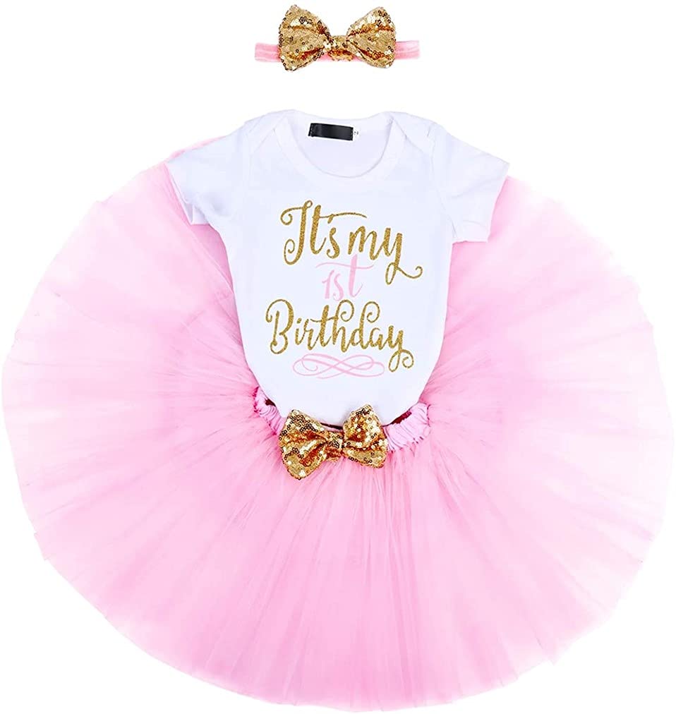 1st Birthday Baby Girl Party Dress & Headband | Amazing Photography Prop Gift for One Year Girls
