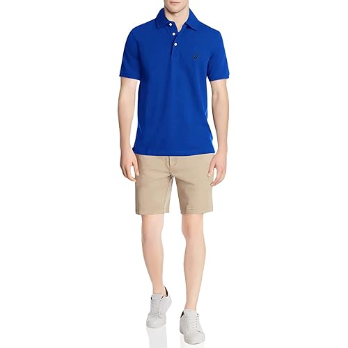 Nautica Men's Short Sleeve Solid Stretch Cotton Pique Polo Shirt