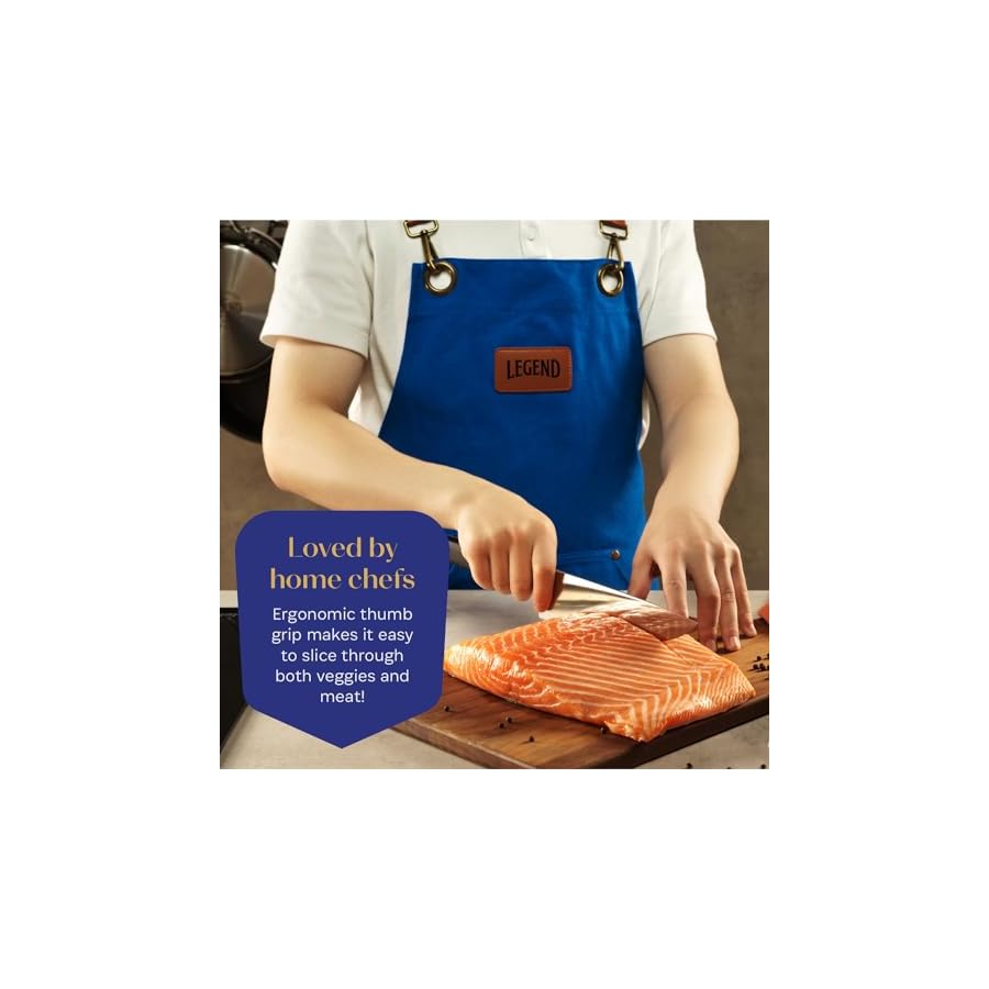 LEGEND-COOKWARE-Premium-8-German-Steel-Chef-Knife-Professional-Kitchen-Knives-Sharp-Full-Tang-Stainless-Steel-wBlack-G10-Handle-All-Purpose-Cooking-Chefs-Knife-Gift-Packaging-wSheath LEGEND COOKWARE Premium 8” German Steel Chef Knife - Professional Kitchen Knives - Sharp, Full Tang Stainless Steel w/Black G10 Handle - All Purpose Cooking Chef’s Knife - Gift Packaging w/Sheath