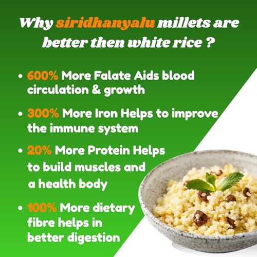 Image of SIRIDHANYALU Little, Foxtail, Kodo, Barnyard & Browntop Millets - Each Millet 900 g | Gwt 5 kg | New Technology Rock-Hard Vacuum-Sealed Pack