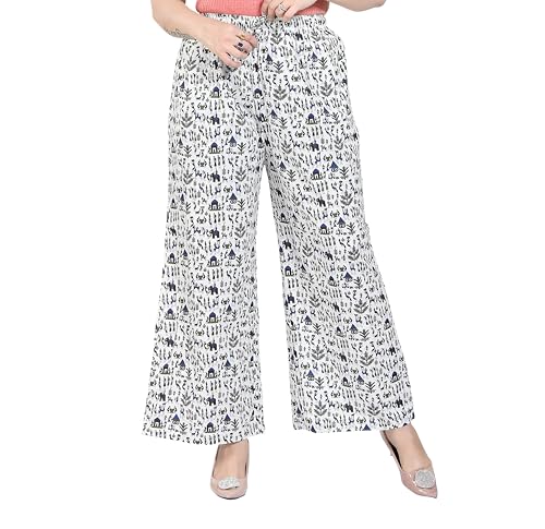 Image of BENKILS Traditional 100% Cotton Print Palazzo Pants for Women - Available Size - M, L, XL, 2XL, 3XL,4XL