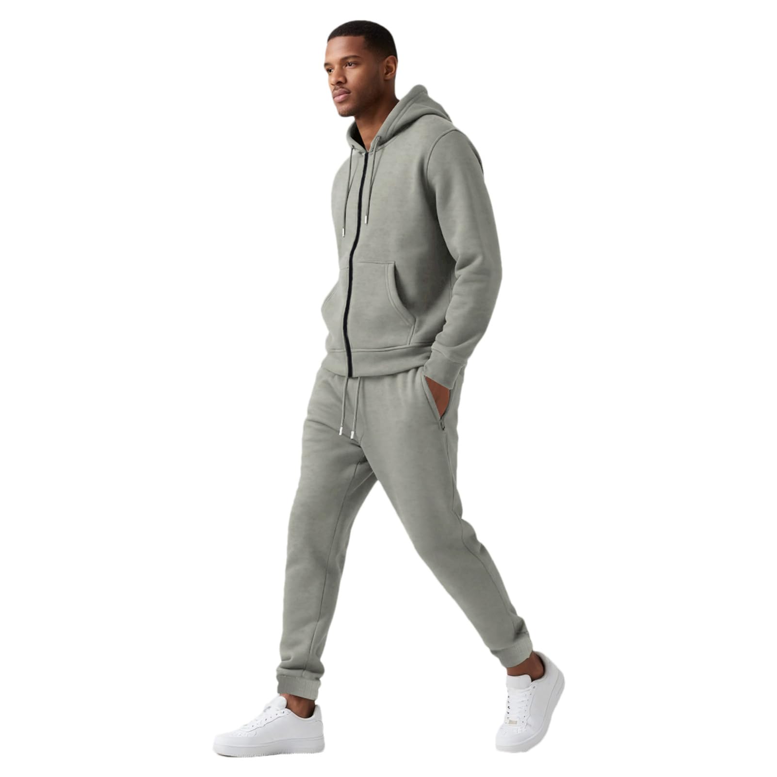 amropi Conjunto de Chándal para Hombre Cremallera Chaqueta con Capucha y Jogging Pantalones 2 Piezas