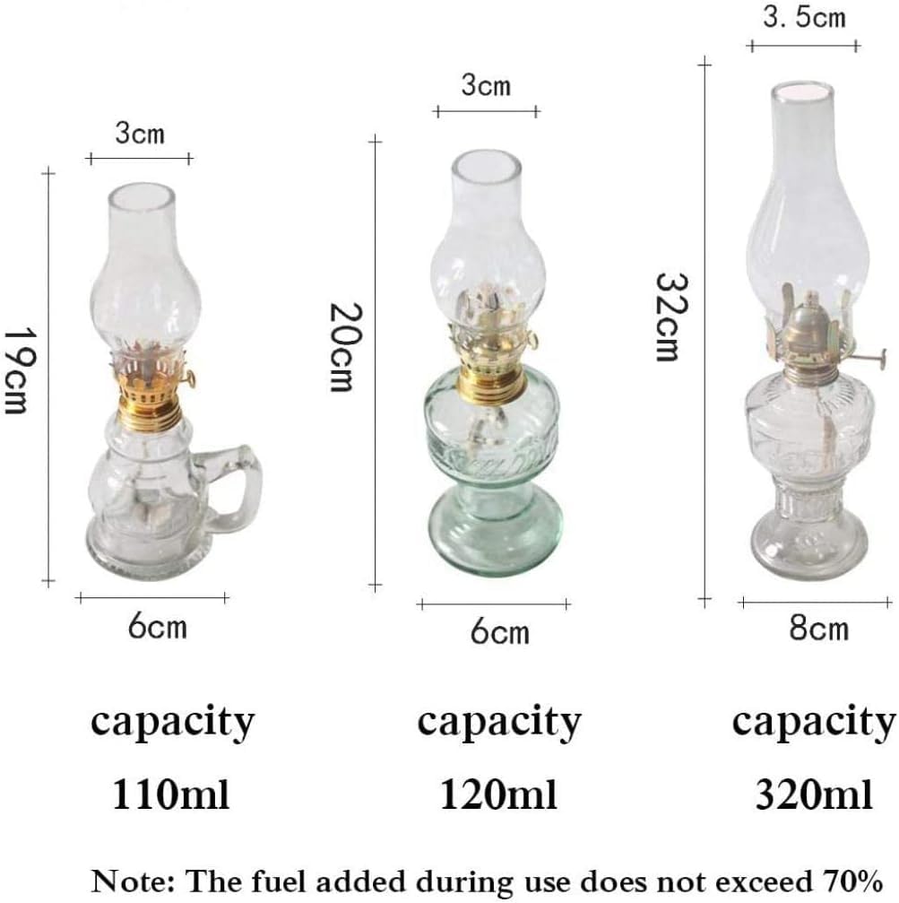 Transparente Glas-Öllampe, Vintage-Kerosinlampe mit 2 Dochten, Hurrikan-Lampe, Camping-Zeltlampe, Notbeleuchtung, Laterne