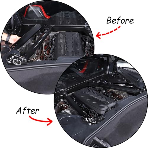 Image of CHEAYAR Engine Bay Panel Cover Compatible with Chevrolet Corvette C8 2020-2023, Engine Shroud Cover Panel Trims, C8 Accessories 2PCS (Engine Rod - Black)