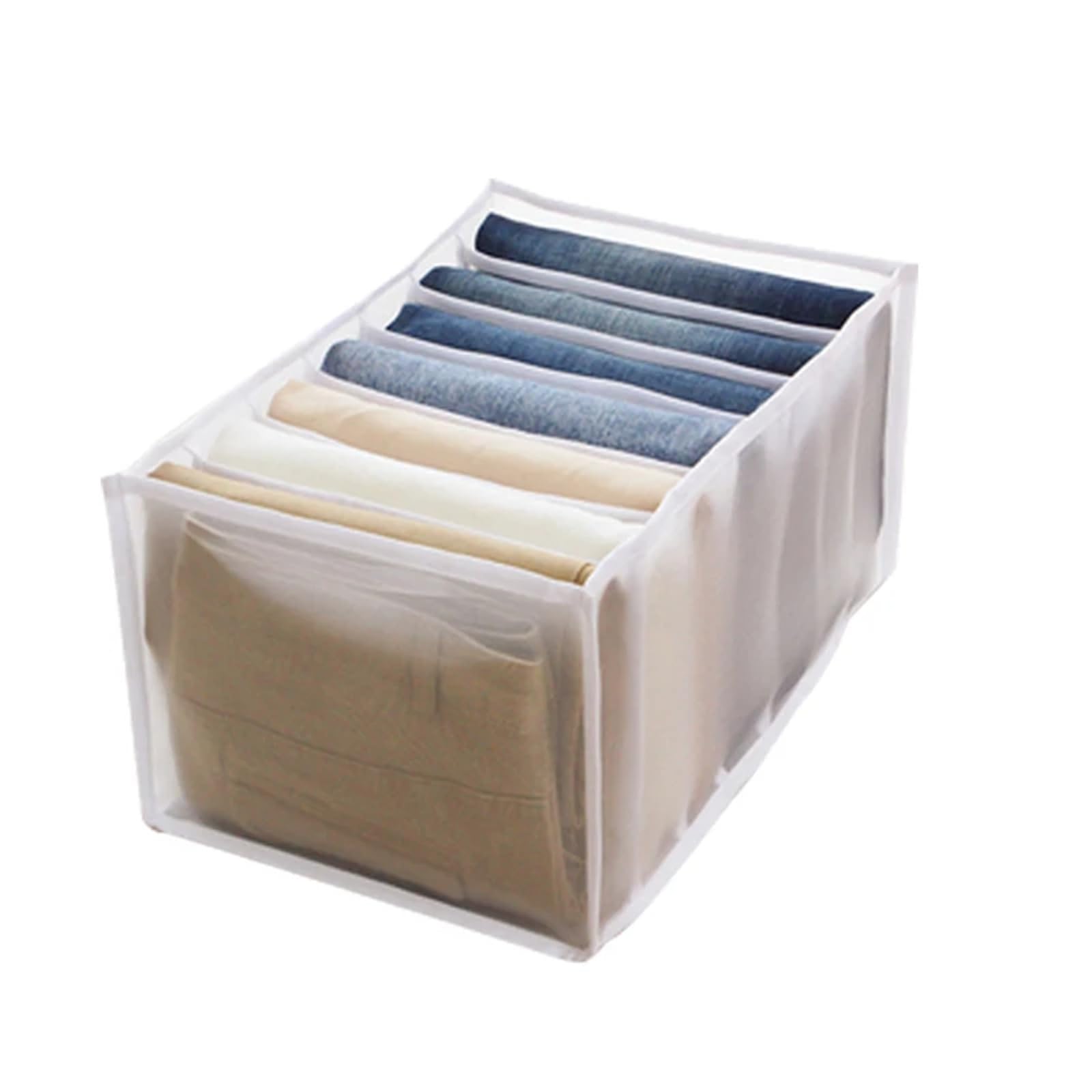 GYTTDERFL Sock Organiser Jeans Storage Box Closet Wardrobe Clothes Compartment Boxes Drawer Socks Separation Organizer Pants(White 25x36x20)