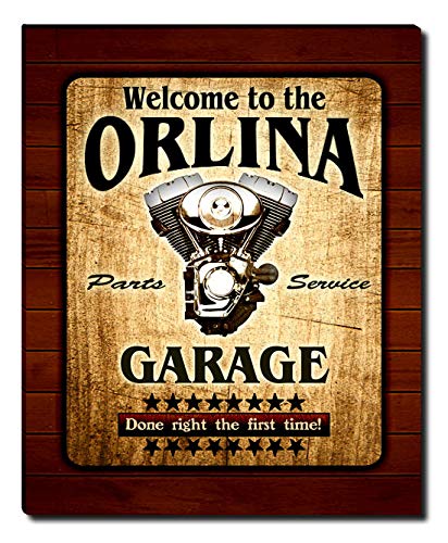 ZuWEE Garage Themed Canvas Print Personalized with The Orlina Family Name