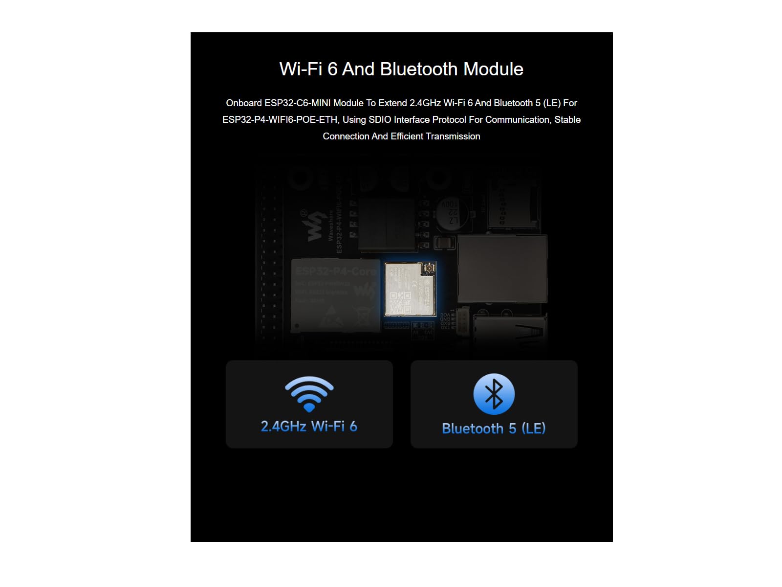 Waveshare ESP32-P4-WIFI6-POE-ETH Development Board Based On ESP32-P4 And ESP32-C6,Supports Wi-Fi 6 And Bluetooth 5 (Le) Integrated Poe Module,Supports Poe Power Supply,Supports AI Speech Interaction