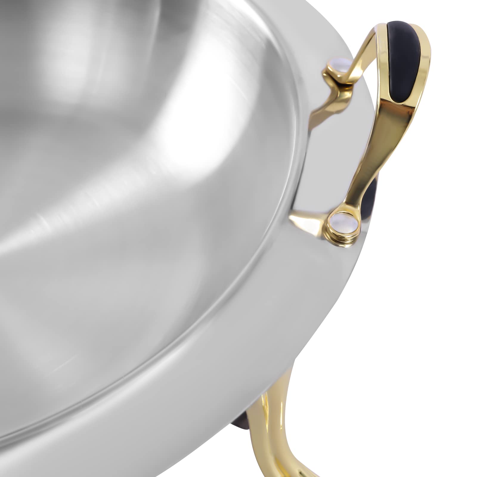 3 l Chafing Dish, scaldavivande in acciaio inox con coperchio, porta carburante, robusti ed eleganti, per buffet, catering e barbecue (oro)