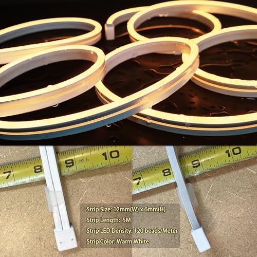 Image of LED Vanity Mirror Lights 16.4FT, Strong Adhesive Dimmable Silicone Strip Lights for Mirror, Waterproof Eye-Care Warm White 3000K Flexible Lighting for Bedroom Bathroom (Mirror NOT Included)