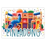 CALLUNA® – 12 Einladungskarten zum Kindergeburtstag Spielplatz – Bunte Einladung zur Geburtstagsfeier – Geburtstagseinladungen – Indoorspielplatz