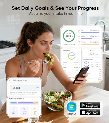 KUAIVO Smart Nutrition Food Scale with TFT Display, Tracks Calories, Fat, Carbs & Protein, - image 5
