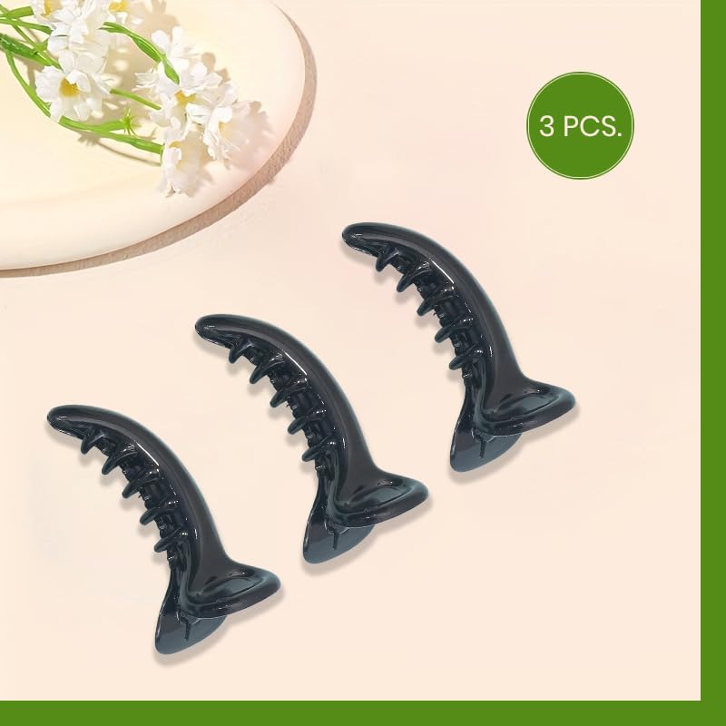 Image of Glaze Glossy Finish for Women & Girls Pack of 3 Banana Clip (medium)