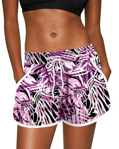 Image of For G and PL Women Summer Floral Beach Boardshorts with Pockets Swim Trunks