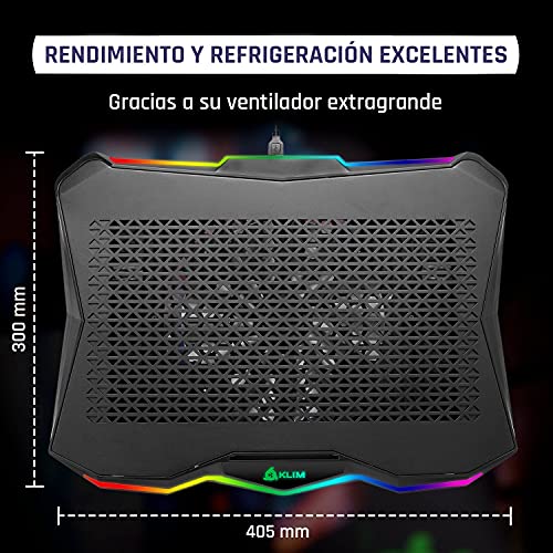 KLIM-Rainbow-Base-Refrigeradora-Portatil-RGB-11-a-17-Refrigerador-Portatil-Gaming-Ventilador-USB-Estable-y-Resistente-Base-de-Aluminio-Gran-compatibilidad-Nueva-2022