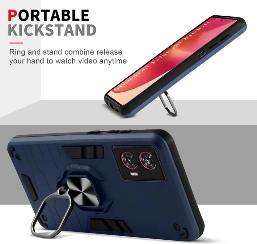 Image of AIBEX Armor Back Cover Compatible for Motorola G96 5G / Motorola Edge 50 Fusion 5G| Rugged Shockproof Case with Ring Holder & Kickstand | Military-Grade Protection | Magnetic Car Mount Compatible