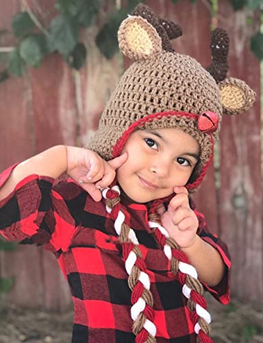 Santa Hat Knitted Christmas Hats Elk Horn Winter Crochet Xmas Hat for Kids Adults4