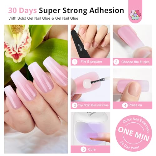 Image of SAVILAND Gel Nail X Kit: 4X Soft Tips with Drill, 256 Ombre Full Cover Nails Tips, Castor Oil Glue, LED Lamp & Portable Drill for Home Manicure