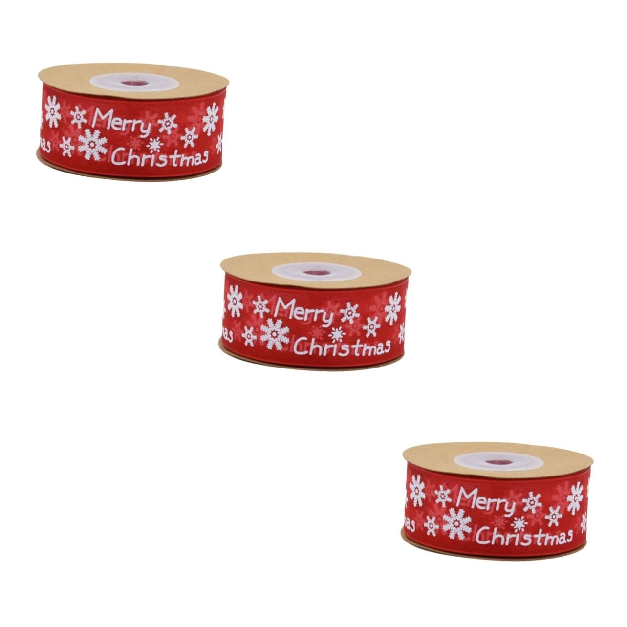 Tofficu 3 Rollen Weihnachtsfeier-dekorationen Schneeflockenbänder Rotes Polyester-verpackungsband Zum Verpacken Von Geschenken