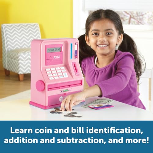 Pretend and Play Teaching ATM Bank machine à sous éducative rose - 6