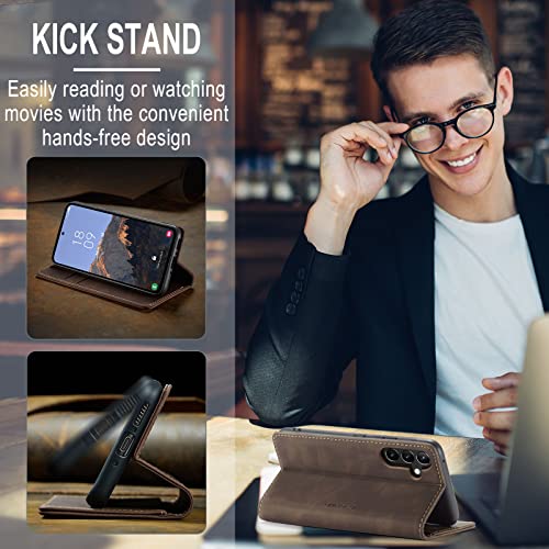 Cracedily for Samsung Galaxy A54 5G Case, Flip Wallet Leather Case with Card Holder Magnetic Closure Shockproof Kickstand Protective Phone Cases Cover for Galaxy A54 6.4 Inch,Coffee - image 5