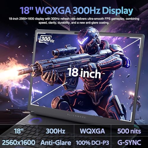 Image of DELL Alienware 5090 Intel Ultra 9 18-inch QHD+ 300Hz RGB Gaming Laptop | Area-51, Intel Core Ultra 9 275HX, RGB Backlit, Customized 64GB /128GB DDR5, 2TB /8TB SSD, Wi-Fi 7, Windows 11 Pro, Blue