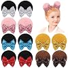 Choicbaby 40Pcs Girls Hair Accessories Small Fluffy Pom Ball Elastic Ponytail Holders+ 12Pcs Baby Girl Clips Mouse Ears Clips Bows with Sequin Polka Dot Bow Baby Hair Clips