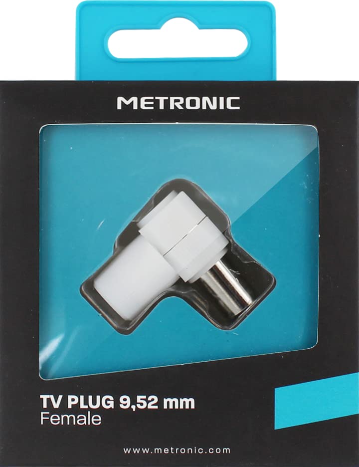 Metronic 9.52 mm Female Angled TV Plug packaging